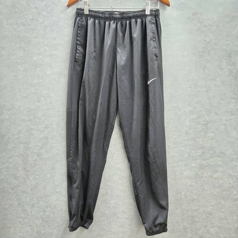 Nike Men Activewear Pants‎ M Black Jogger Dri-Fit Zipper Logo 24" Inseam